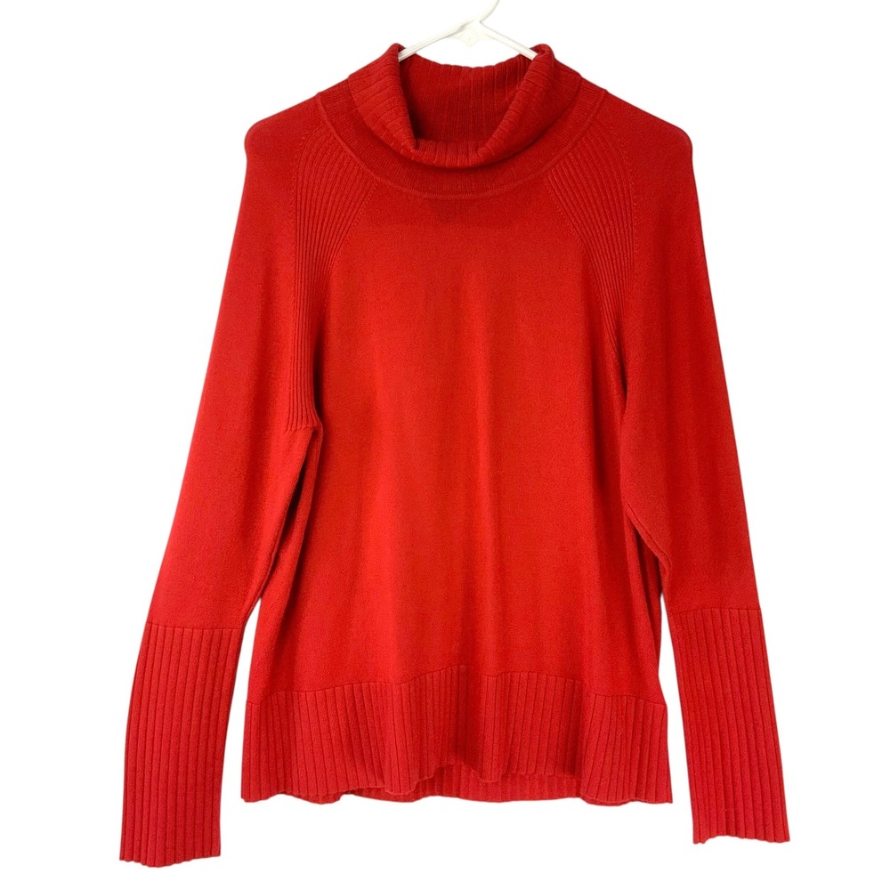 Tribal Red Turtleneck Pullover Sweater XL Pullover Cowl Neck Long Sleeve Ribbed